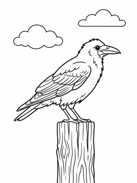 Раскраска Грач на столбе