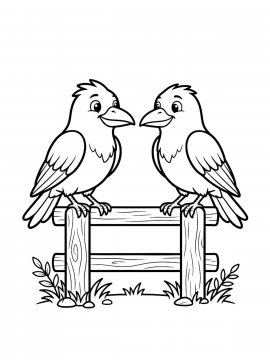 Раскраска Два грача на заборе