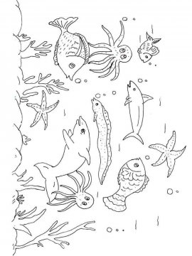 Раскраска Морские рыбы 1 - Бесплатно распечатать