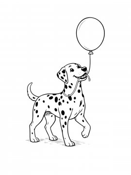 Раскраска далматинец с воздушным шариком