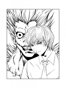 Раскраска Тетрадь Смерти 1 - Бесплатно распечатать