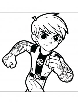 Раскраска Бен Тен спешит