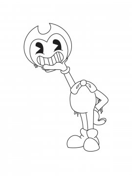 Раскраска Бенди с головой в руке