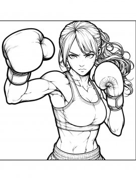 Раскраска Женщина боксер