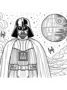 Раскраска Дарт Вейдер и звезда смерти