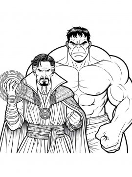 Раскраска Доктор Стрэндж и Халк