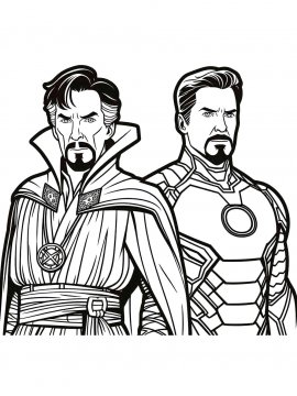 Раскраска Доктор Стрэндж и Тони Старк