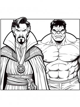 Раскраска Халк и Доктор Стрэндж