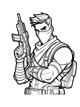 Раскраска воин в повязке Фортнайт