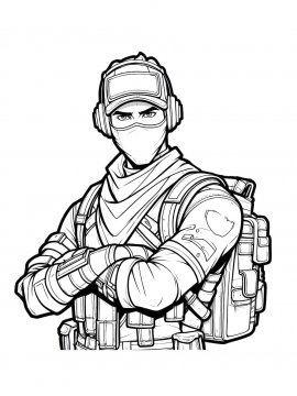 Раскраска боец с рюкзаком Фортнайт