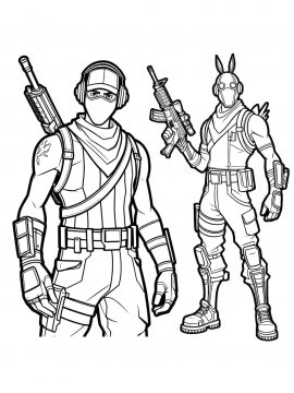 Раскраска Крутые скины Фортнайт