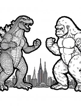 Раскраска Годзилла против Конга