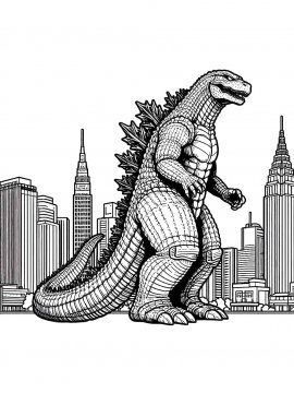 Раскраска Годзилла в Нью-Йорке