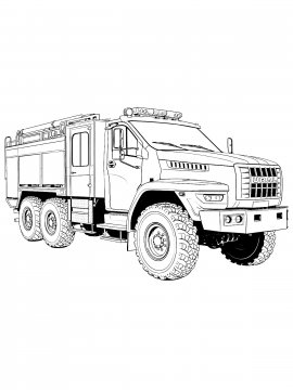 Раскраска Пожарная машина Урал