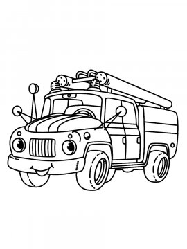 Раскраска Веселая пожарная машина