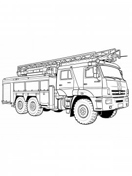 Раскраска Пожарная машина с лестницей