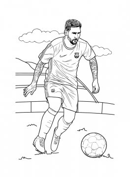 Раскраска Месси приготовился бить по мячу