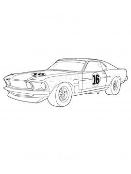Раскраска Форд Мустанг под 16 номером