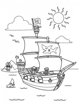 Раскраска Пиратский корабль-14