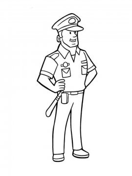 Раскраска Полицейский с дубинкой