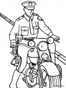 Раскраска Полицейский на мотоцикле