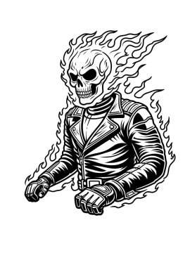 Раскраска Дьявольский Призрачный гонщик