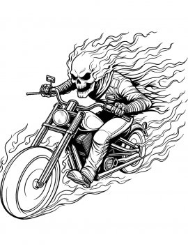 Раскраска Призрачный гонщик Марвел