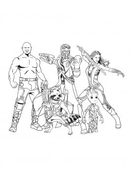 Раскраска Все Стражи Галактики