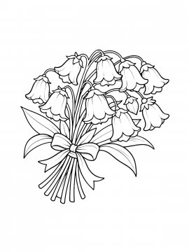 Раскраска букет белых колокольчиков с изогнутыми стеблями