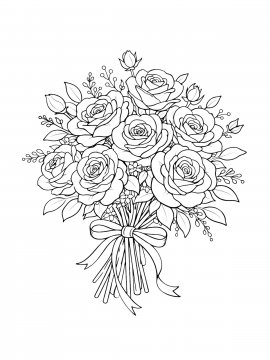 Раскраска воздушный букет чайных роз