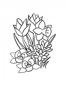 Раскраска Весенние цветы 14 - Бесплатно распечатать