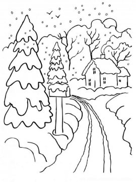 Раскраски Деревья зимой - Бесплатно распечатать