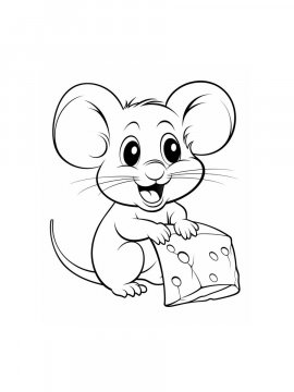 Раскраска Мышка с сыром