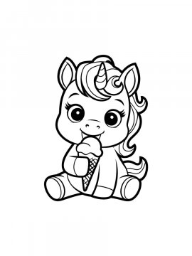 Раскраска Единорожка с мороженым