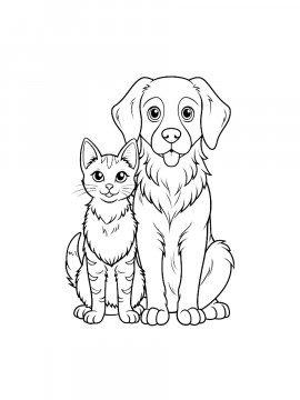 Раскраска Собака и кот