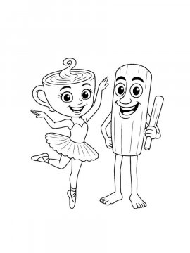 Раскраска Балерина Капучино и Тум-Тум Сахур