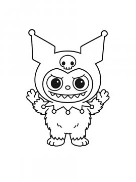 Раскраска Лабубу в костюме Куроми