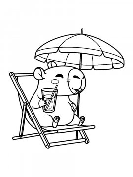 Раскраска Капибара под зонтиком