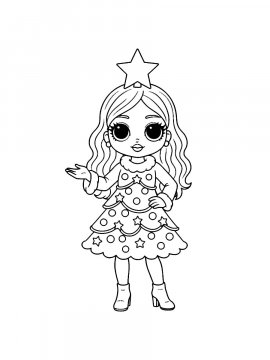 Раскраска Лол Омг в костюме елки