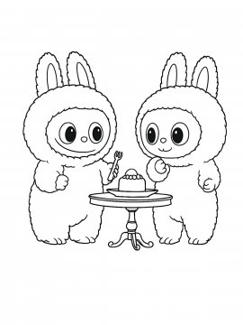 Раскраска Две Лабубу