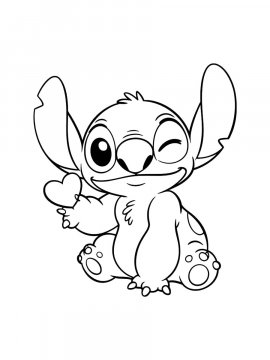 Раскраска Стич с сердечком
