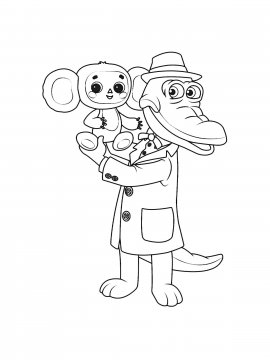 Раскраска Крокодил Гена и Чебурашка