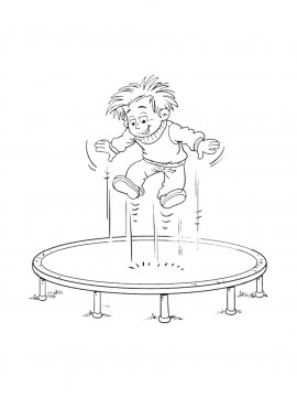 Мальчик прыгает на батуте