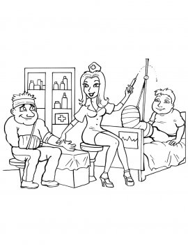 Медсестра ставит укол больным