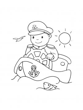 Раскраска Капитан на кораблике