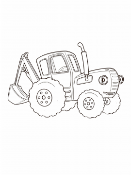 Раскраска Смешной Синий трактор