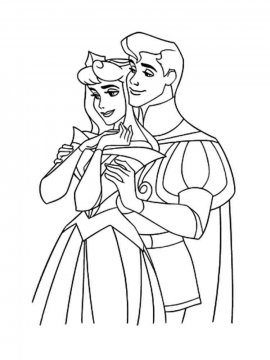 Раскраска милые принц и принцесса Аврора