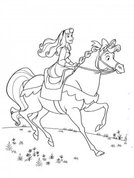 Раскраска Аврора на лошади