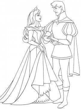 Раскраска принцесса Аврора с принцем