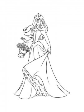 Раскраска Аврора с корзинкой цветов